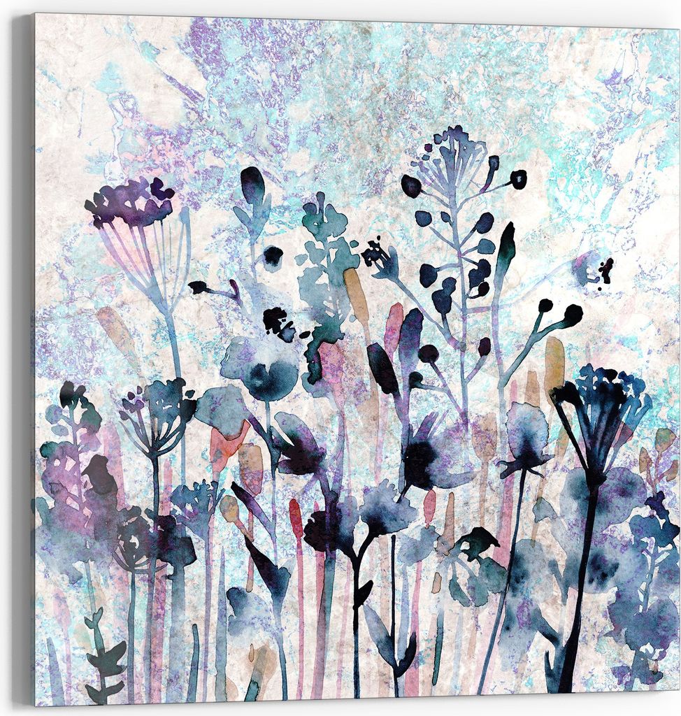 DEQORI Glasbild Echtglas 30x30 cm 'Träumende Blüten' Wandbild Bild modern Deko