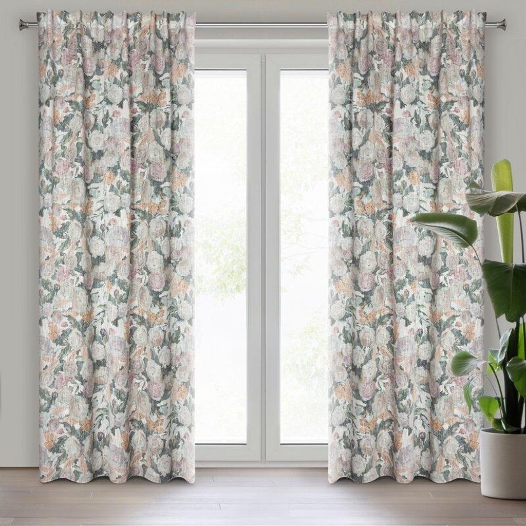 Vorhang IRMA grün beige 140x270 cm Kräuselband SZEL