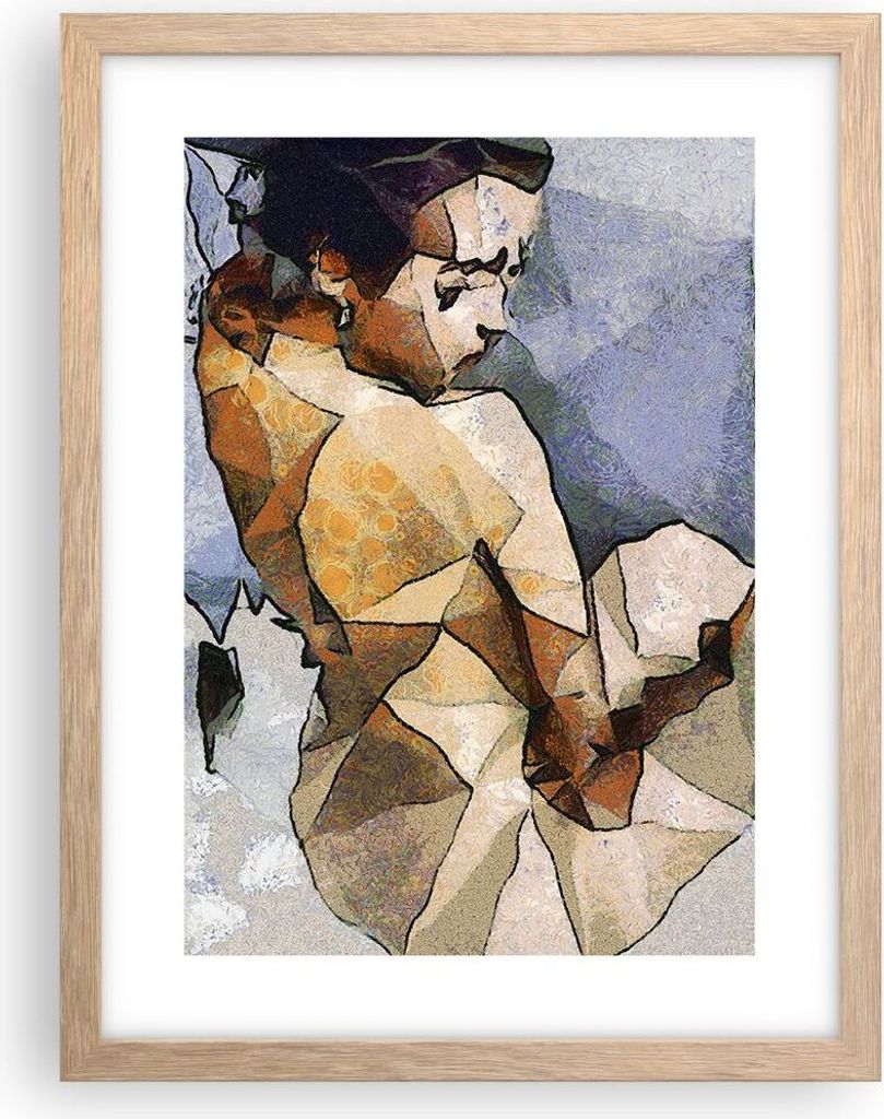 Gerahmtes Poster - Rahmen in heller Eiche - Figuren Geometrisch Frau - 30x40 cm - Wand Bild - Wanddeko - Wandbilder - Kunstposter - Wandposter - Bi...