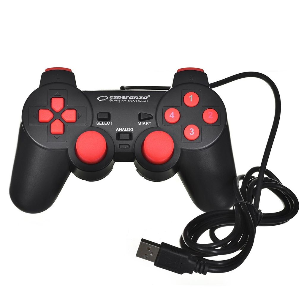 Esperanza Warrior Gamepad Rot - PC Controller Mit Vibration Im Playstation Design