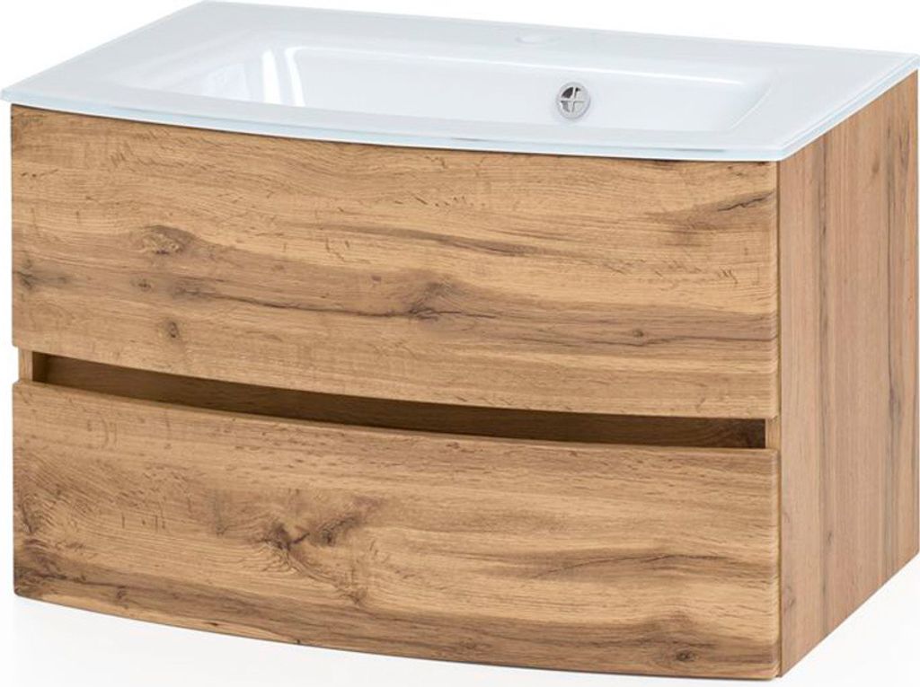 Badezimmer Einzelwaschtisch 80 cm Wotaneiche Nb. LAURIA-03  Produktbild 