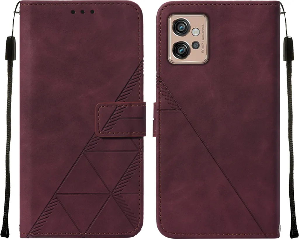 Cover Motorola Moto G32 Rosso Pelle Goffrata - Eleganza a Portafoglio