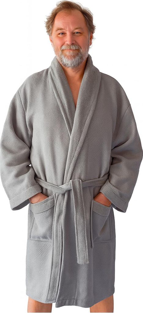 Heimtexland ® Bademantel Herren Waffelpique Saunamantel Produktbild 