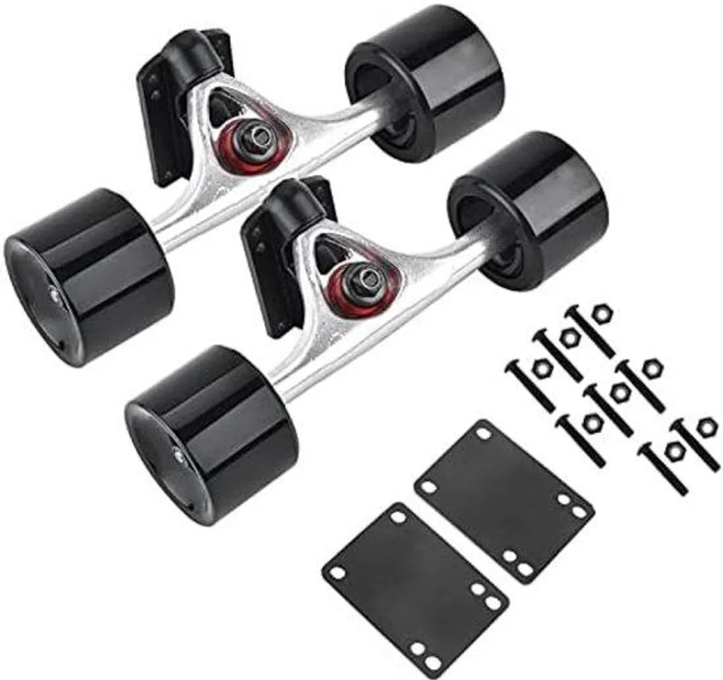 Kit complet de trucks de longboard avec roues et accessoires noirs