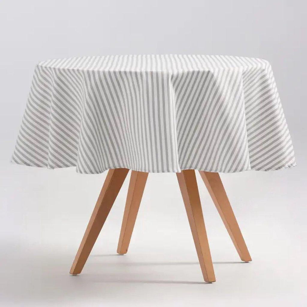 GAMUSI ARENZA Round Tablecloth 155x155 cm Light Grey – Stain-Resistant Baumwolle/Polyester Table Cover – – Washable