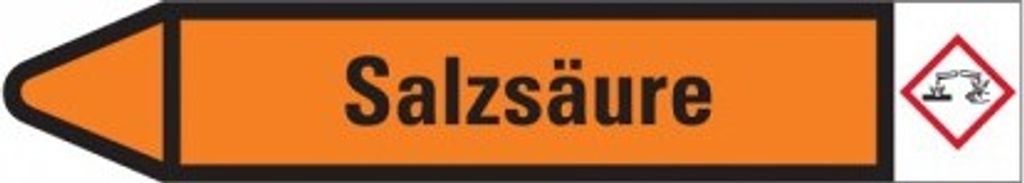 Dreifke Aufkleber I RKZ-Etikett Salzsäure, links, orange/schwarz, für Ø 15-2...
