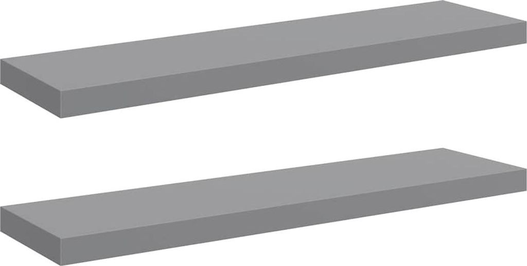 vidaXL Schwebende Wandregale 2 Stk. Grau 90x23,5x3,8cm MDF Produktbild 