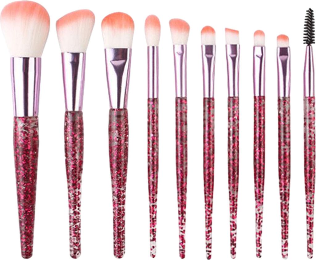 Hochwertige Glitzer-Make-up-Pinsel aus synthetischen Fasern, 10er-Set (rot)