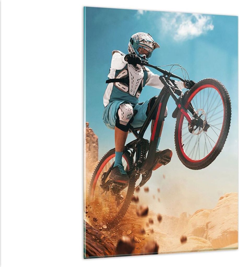 Bilder auf glas - Einteilig - Fahrrad Sport Helm - 80x120cm - Glasbilder - Wandbilder - Bilder - zum Aufhängen bereit - Wanddekoration aus Glas - ...
