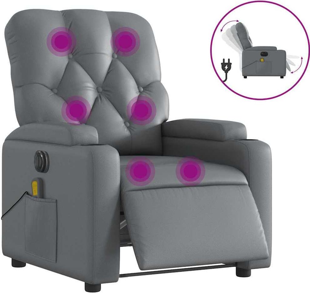 vidaXL Massagesessel Elektrisch Grau Kunstleder