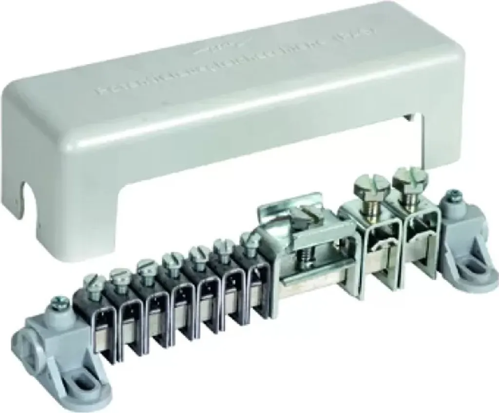 Barrette de Terre Équipotentielle 7 Bornes 25qmm Rail FI40x5mm 563040