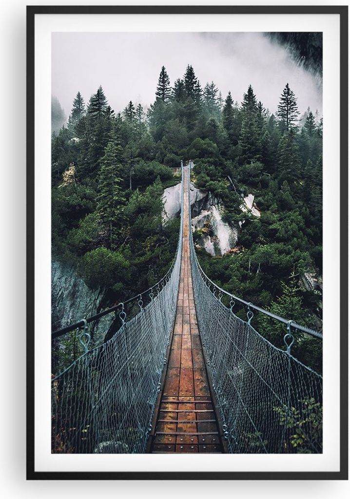 Gerahmtes Poster - Schwarzer Rahmen - Ausgesetzt Brücke Wald - 61x91,5 cm - Wand Bild - Wanddeko - Wandbilder - Kunstposter - Wandposter - Bilderr...