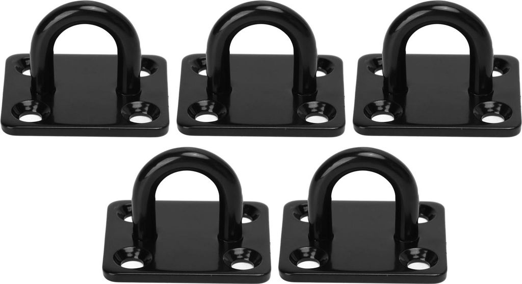 5 pcs verdickte Edelstahl Deckenhaken verstärkte Tragetür Schnalle Fixierte Augenplatte schwarz 6mm