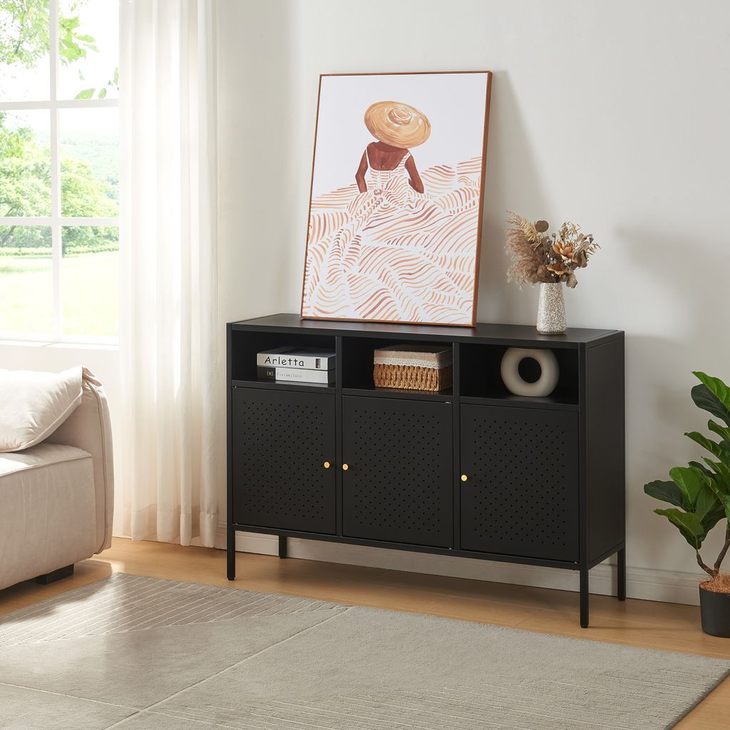 Komoda „Janakkala” z 3 drzwiami, stal, 119 x 35 x 80 cm, Zdjęcie produktu 