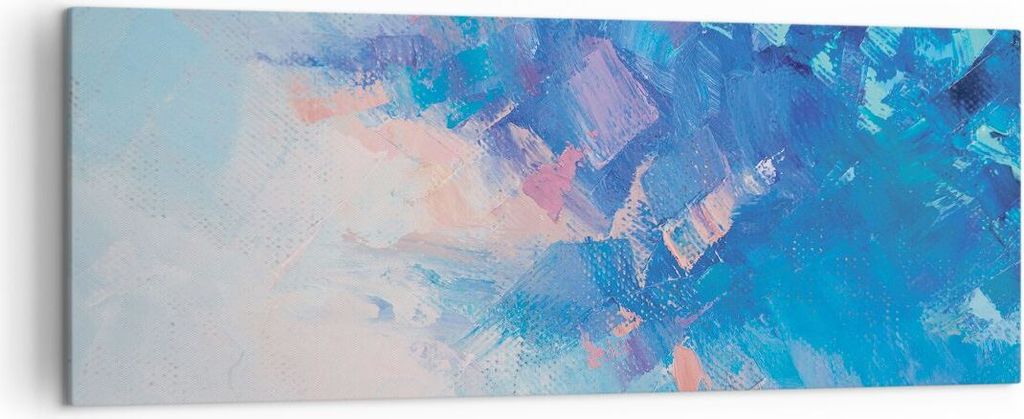 Bild auf Leinwand - Leinwandbild - Einteilig - Abstraktion blau gemalt - 140x50cm - Wand Bild - Wanddeko - Wandbilder - Leinwanddruck - Bilder - Wa...