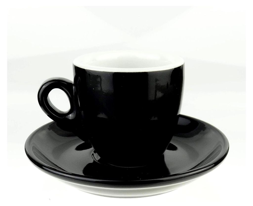 Espressotassen mit extra dicker Wand | 0,8 cm Wandstärke | Farbe: schwarz | 6 Tassen und 6 Untertassen