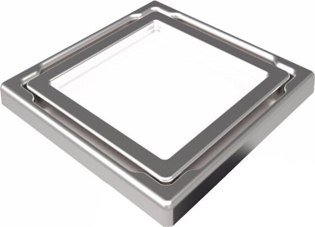 Mert Design Bodenablauf Flach mit 110 x 110 mm Spezial Glasabdeckung Weiß