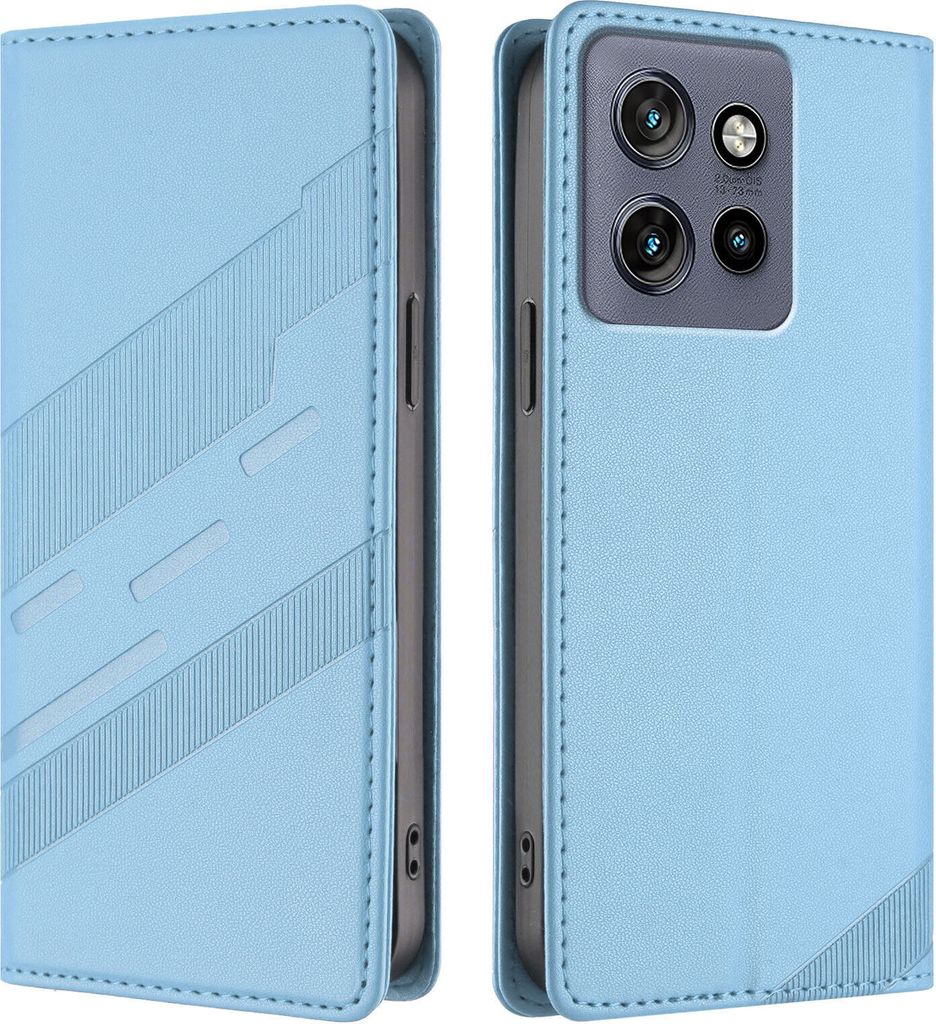 Hülle für Motorola ThinkPhone 25/Edge 50 Neo, Kunstleder Brieftaschen Handyhülle mit Kartenfach und Standfunktion Hellblau