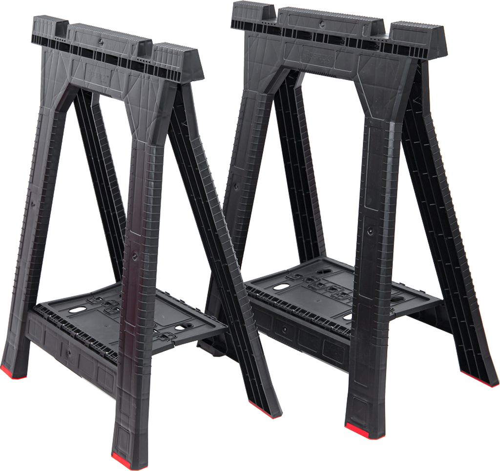 Arbeitsbock Klappbock Unterstellbock 2 Stuck 76,5 x 58 cm Tragkraft bis zu 350 kg Gerüstbock Stützbock Säsgebock mit Ablage für Werkzeuge und K...