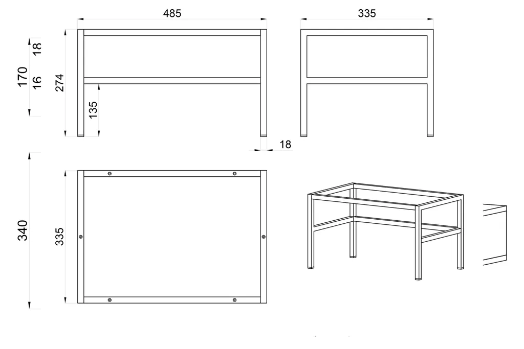 Table de nuit 50 cm Selsey Evo noire pour chambre moderne et loft