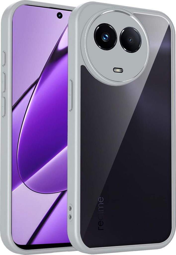 Hülle für Realme 11 5G/Realme 11x/Realme C67 5G Transparente Rückseite TPU Bumper Stoßfest Handyhülle Grau