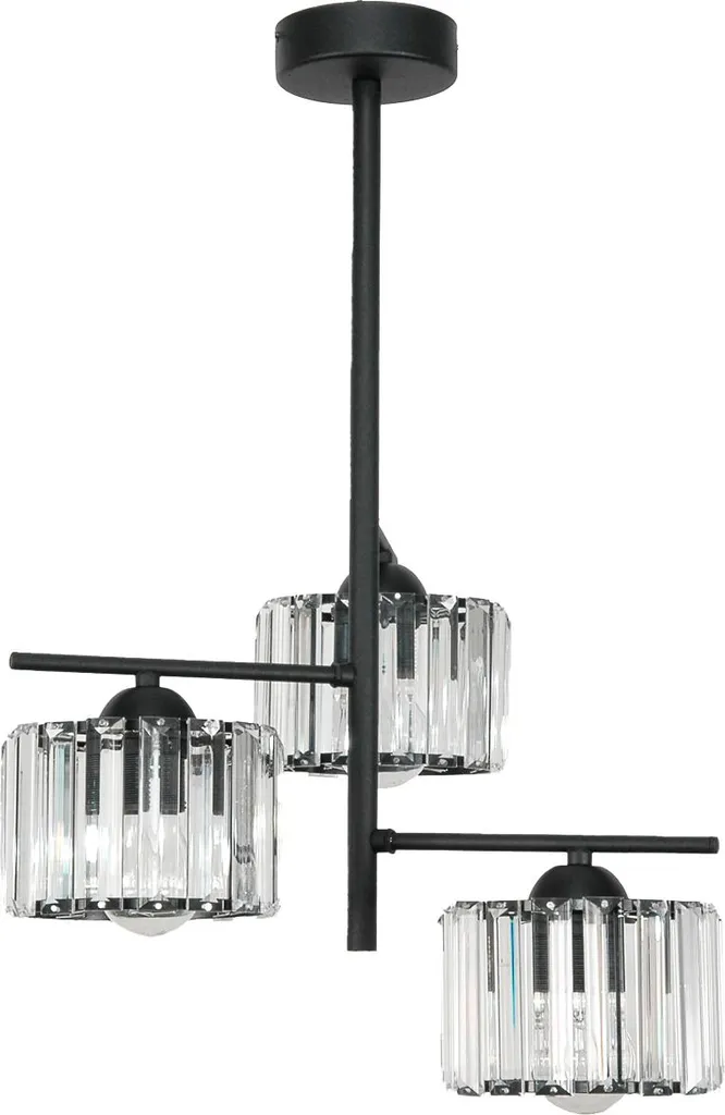 Lustre Suspension Cristal et Métal Noir PABLO pour Salon de Luxe