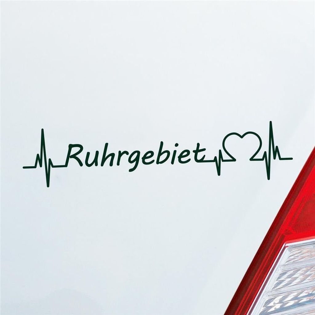 Auto Aufkleber Ruhrgebiet Puls Herzschlag mit Ferien Region Motiv 19x4 cm Dunkelgrün Sticker Heckscheibenaufkleber