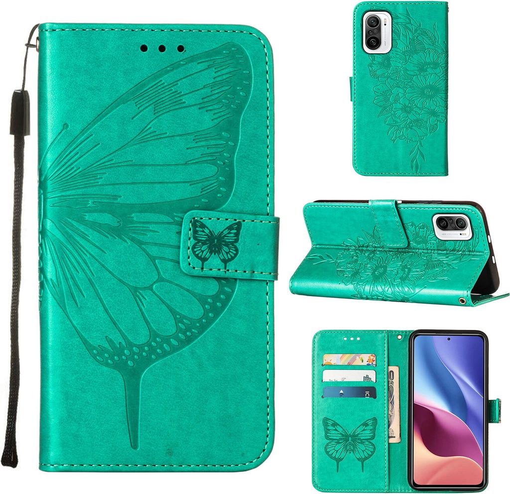 Xiaomi 11i Hülle, Schmetterling Prägung Flip Leder Kartenfächer Schutzhülle Ledertasche mit Ständer für Xiaomi 11i / Poco F3 / Redmi K40 / K4...