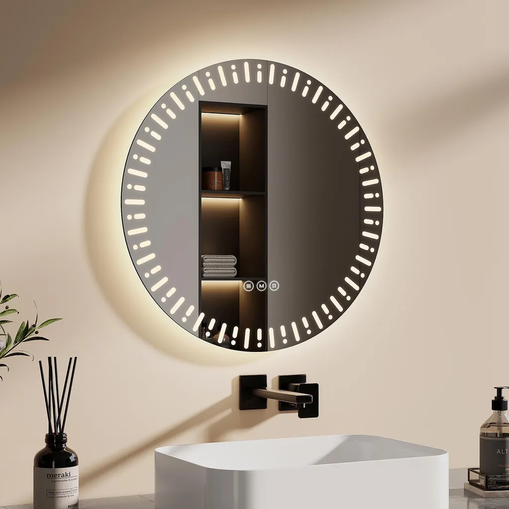 Specchio LED Rotondo EMKE 50cm - Design Moderno Touch e Anti-fog