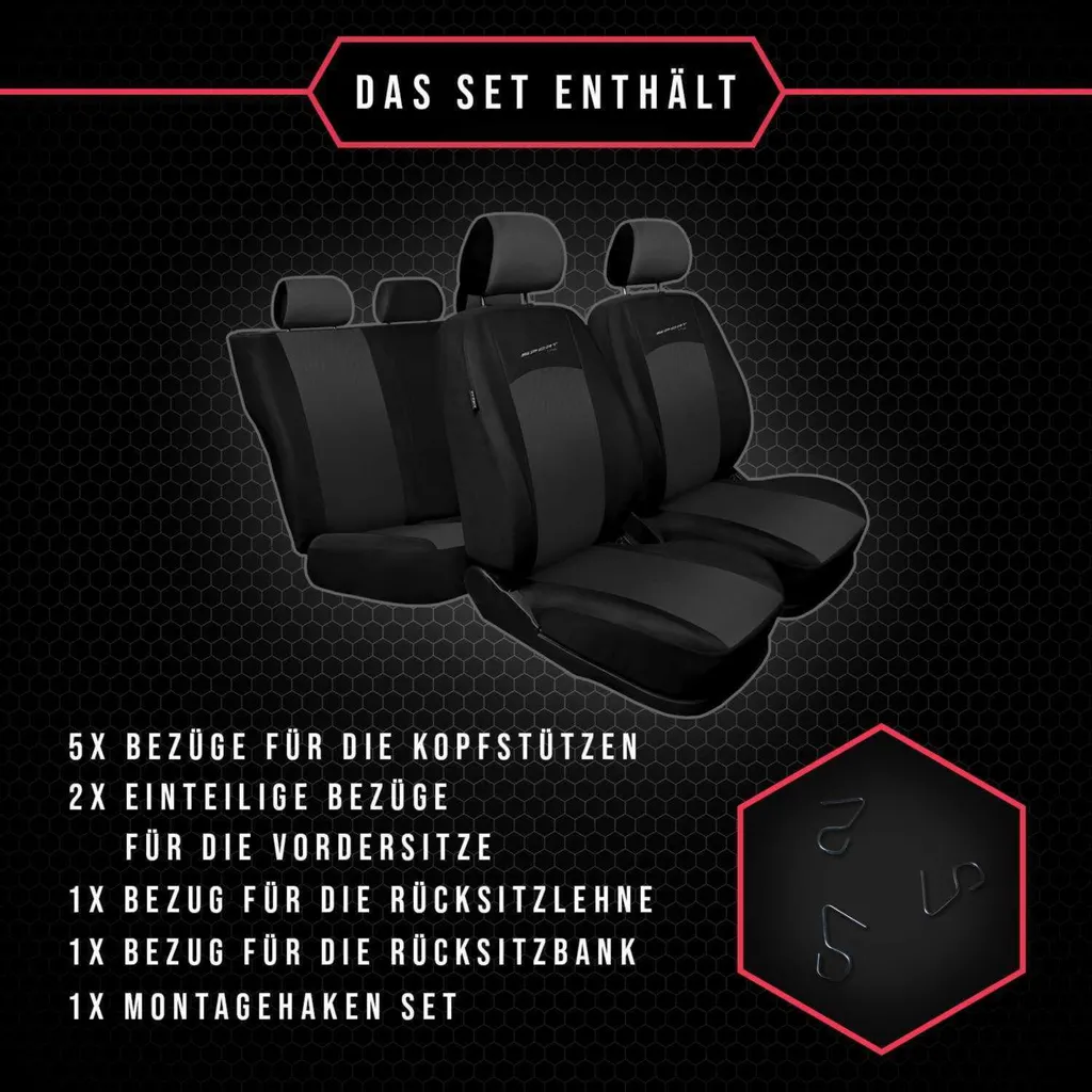 Coprisedili Grigio per Volvo V60 - Kit Universale Facile da Pulire - 9