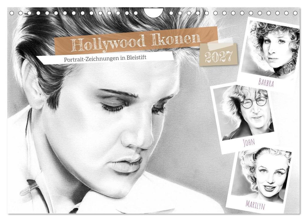 Hollywood Ikonen in Bleistift (Wandkalender 2027 DIN A4 quer), CALVENDO Monatskalender