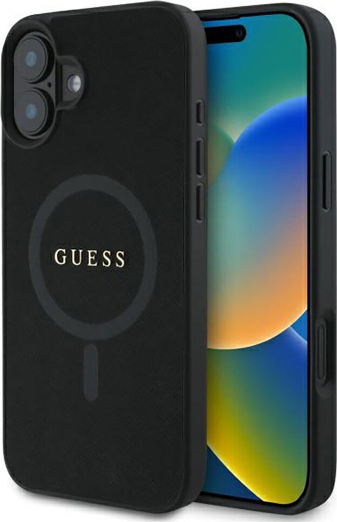 Guess GUHMP16SPSAHMCK iPhone 16 6.1" schwarz hardcase Saffiano Classic Logo MagSafe Schutzhülle