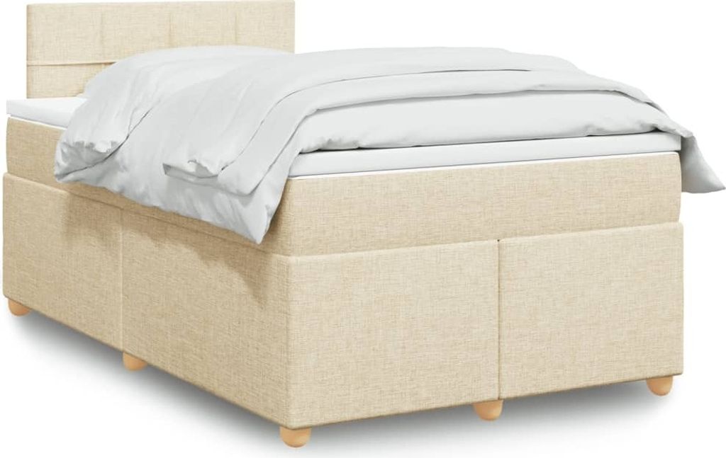 Möbel Boxspringbett mit Matratze Creme 120x190 cm Stoff - Klassische Betten 3288924