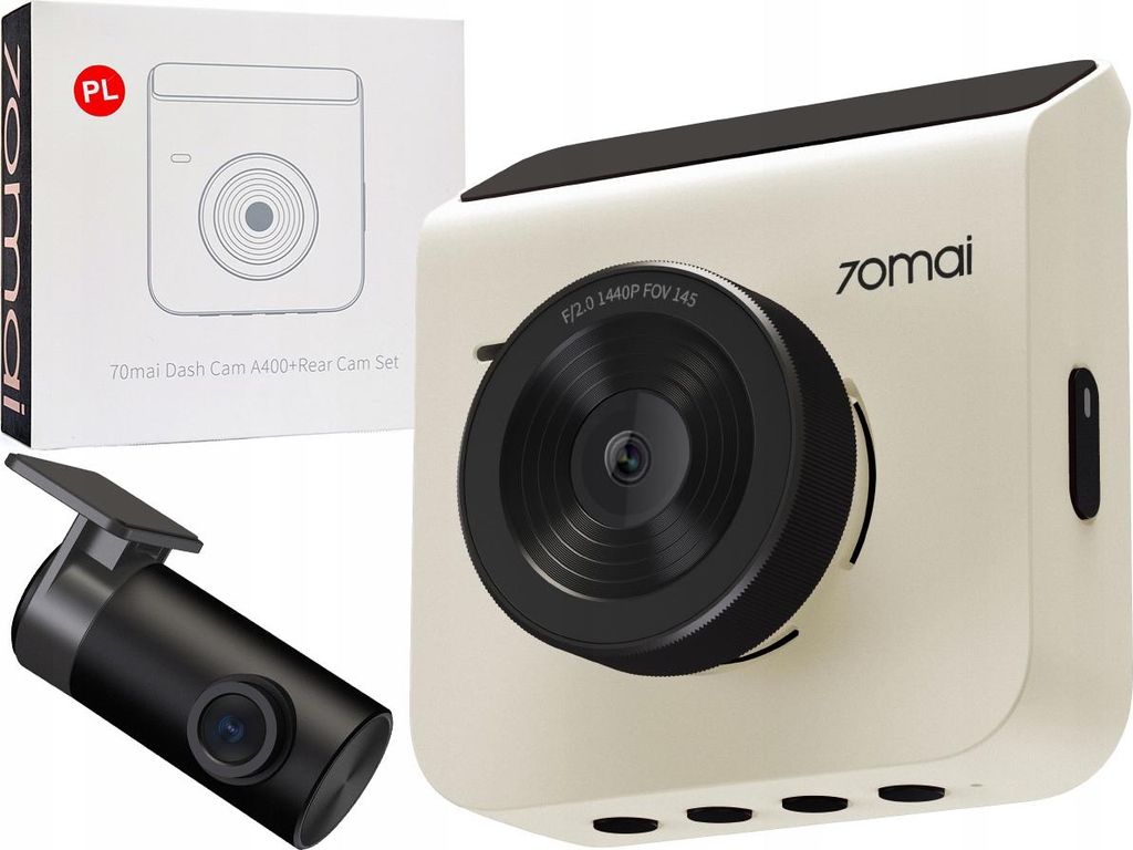 Dash + Rear Camera 70mai A400, 2K, Wi-Fi, 2inch LCD, Ivory Zdjęcie produktu 