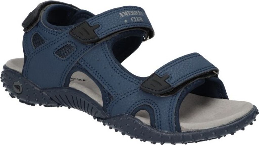 AMERICAN CLUB HL161 Solide Sandalen, Naturleder Innensohle, Klett Sandalen, Sportsandalen, Marineblaue 39