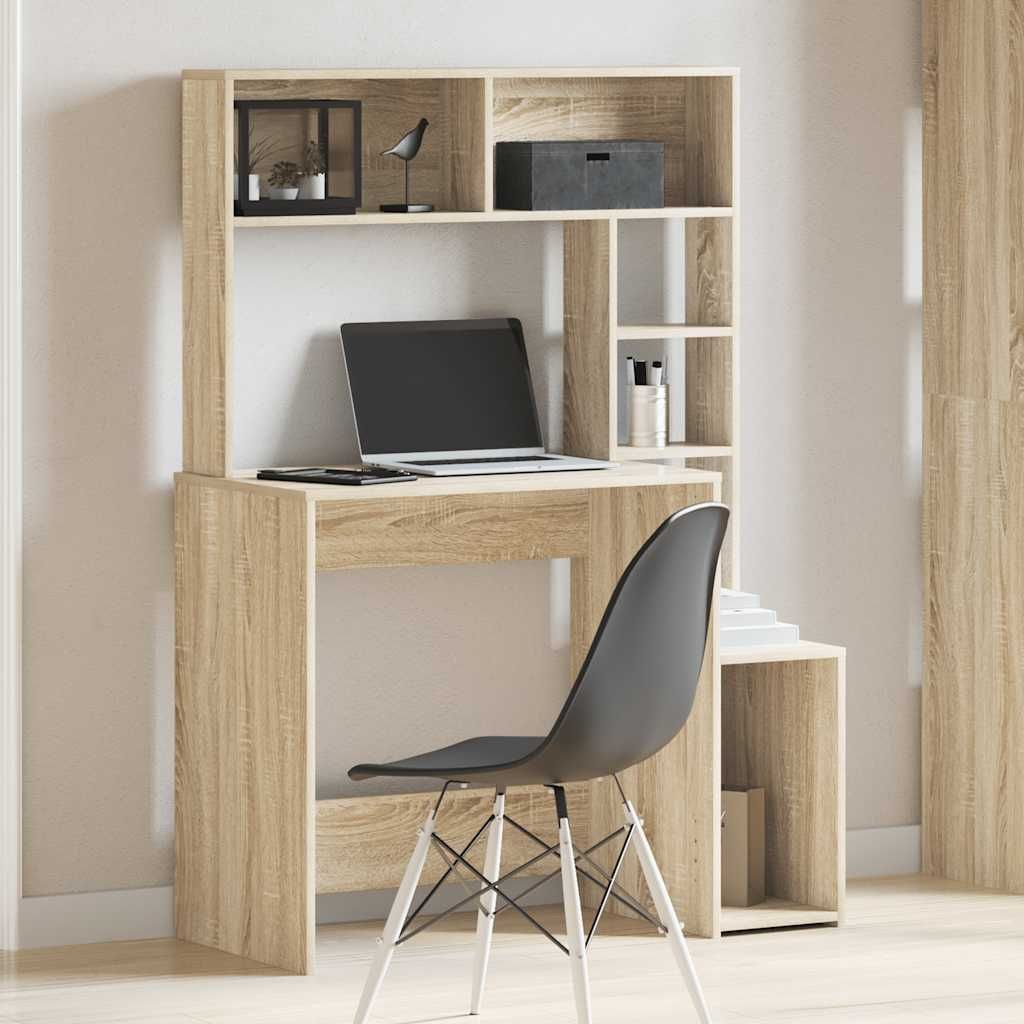 "Winter Sale" Schreibtisch mit Regal Sonoma-Eiche 100x45x140cm Holzwerkstoff - clorisNeu524465 - Kommoden