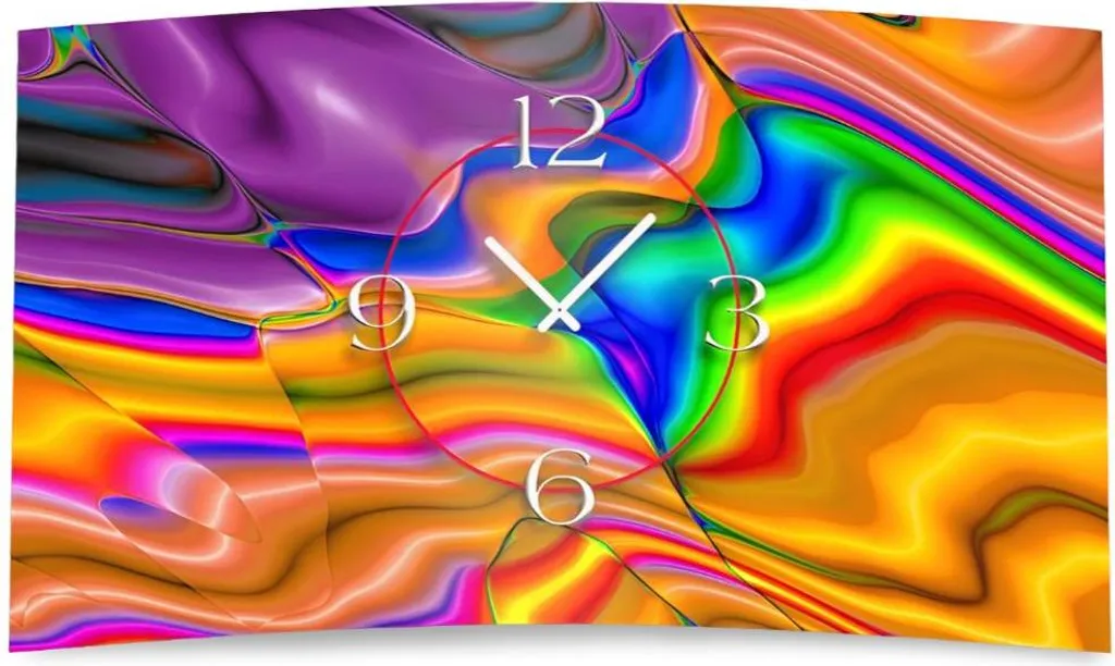 Horloge murale silencieuse sans tictac au design abstrait coloré 3D