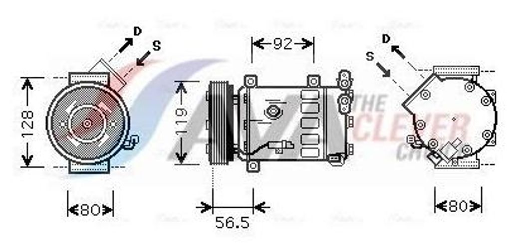 AVA COOLING SYSTEMS CNAK242 SD7C16 Klimaanlage Klimakompressor PAG 46 R134a passend für PEUGEOT 308 SW I (4E, 4H) 307 CC (3B) 508 SW I (8E) 5008 307