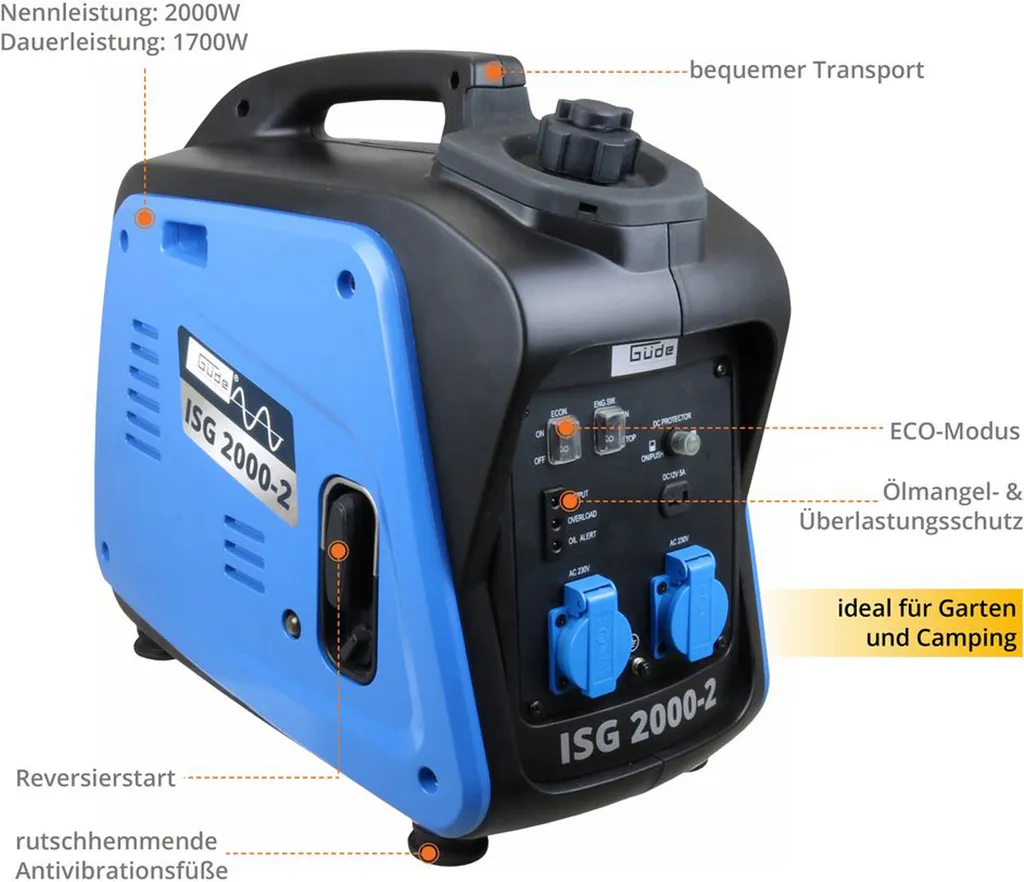 Générateur ISG 2000-2 - Solution anti-panne pour courant stable 2000W