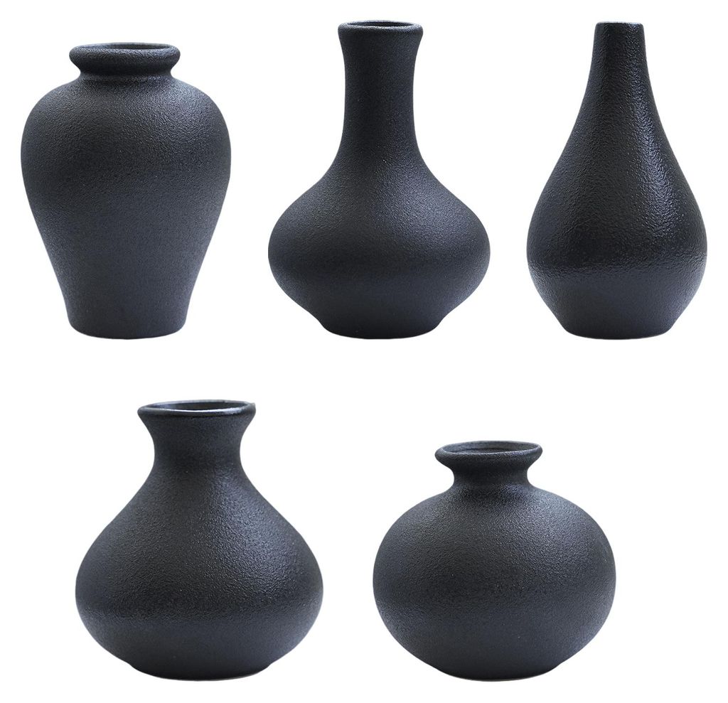 5-teiliges Set schwarz-weißer Keramikvasen, moderne Blumenbehälter, ideal für Zuhause, Büro oder als Tischdekoration, dekorative Vase für Blum...