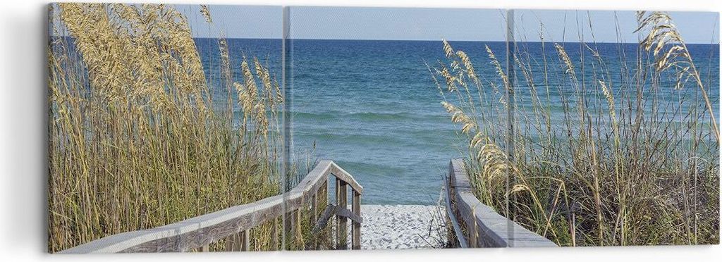 Bild auf Leinwand - Leinwandbild - 3 Teile - Strand Düne Strecke - 120x40cm - Wand Bild - Wanddeko - Wandbilder - Leinwanddruck - Bilder - Wanddek...