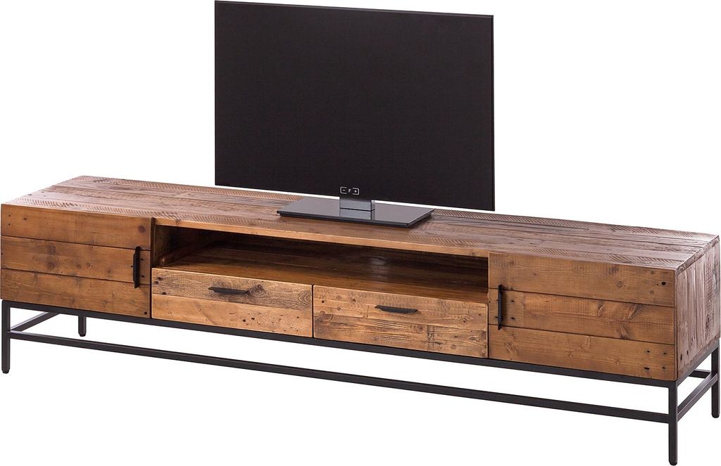home24 Tv-Lowboard - 1 Fach - Pinie Massiv / Metall - 200 Produktbild 
