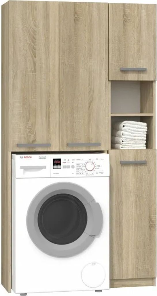 Waschmaschinenschrank Badschrank Badregal lange Tür Sonoma