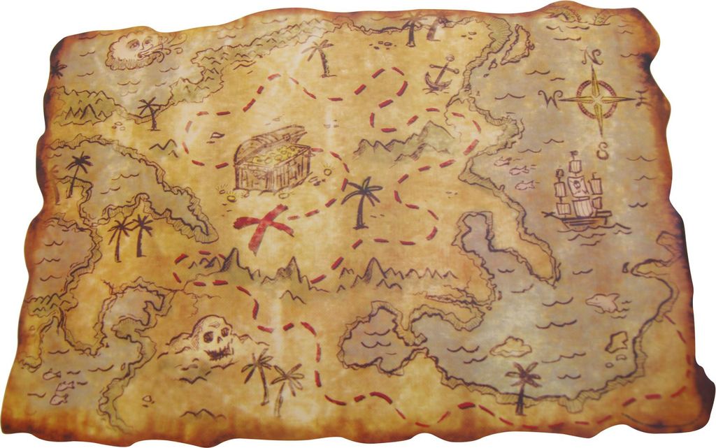 Carte au trésor pour fête pirate, marron, 29 x 45 cm - Image du produit 