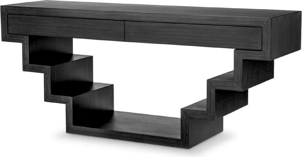Casa Padrino Luxus Konsole Schwarzgrau 180 x 50 x H. 77 cm - Rechteckiger Konsolentisch mit 2 Schubladen - Wohnzimmer Möbel - Hotel Möbel - Luxus...