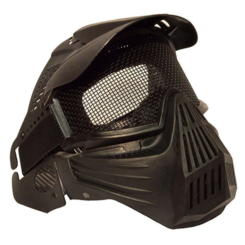 Taktische Airsoft Pro Vollgesichtsmaske mit Sicherheits-Metallgitter-Brillenschutz-Schwarz