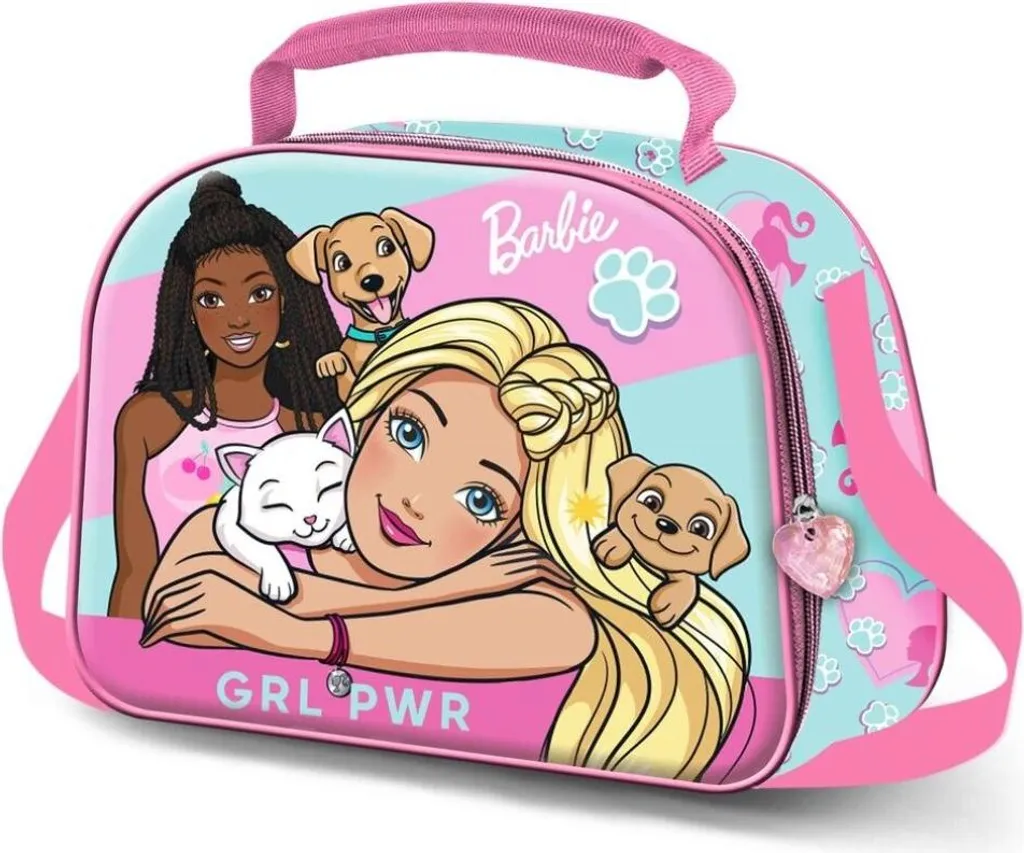 Sac Repas École Barbie Pets 3D Rose - Transport Déjeuner Isotherme