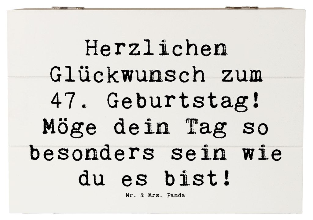 Mr. & Mrs. Panda Box Spruch 47. Geburtstag 22 x 15 cm - Weiß - Geschenk, holz, fotobox, Holzkiste, Feierlichkeiten, einzigartige Feier, schatztruh...