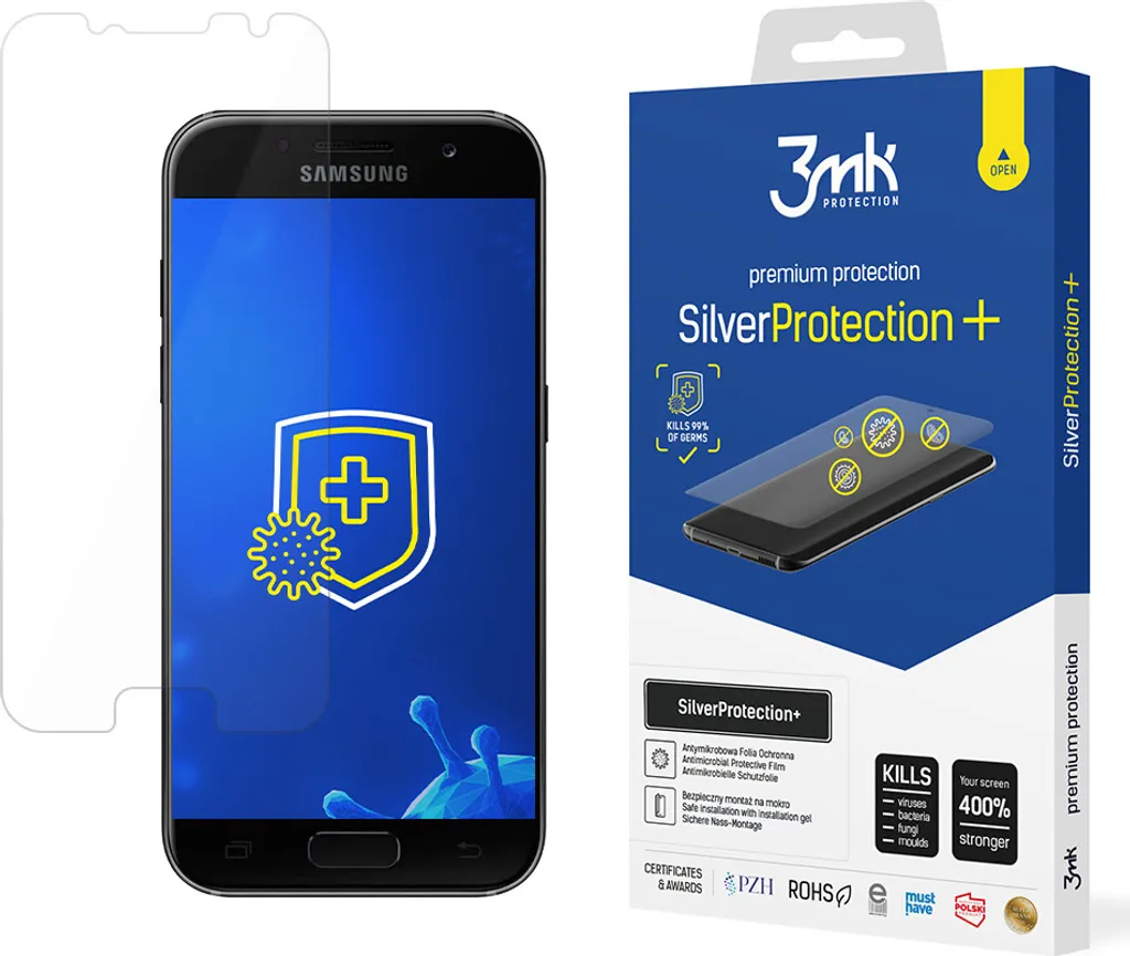 Samsung A3 2017 Protezione Schermo 3Mk Silver+ Antibatterica Sicura