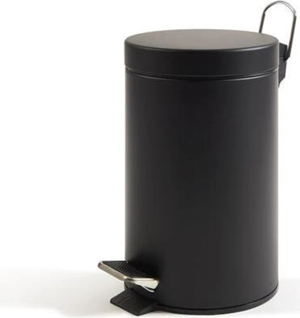 Perfetto 0446C Poubelle ronde 5L en acier noir mat pour tri